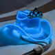 Blue LED Neon Cowboy Hat with Birthday Crown - Western Theme Birthday Accessory - Space Cowboy Party Headwear for Birthday Bash and College Celebrations