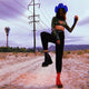 Blue neon cowgirl hat with LED lights ideal for desert photoshoot styling Instagram fashion and western costume outfits