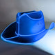 Blue LED cowgirl hat with bright lights perfect for Halloween costume parties western themed celebrations and spooky outfits