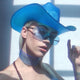 Blue cowgirl hat glowing with LED lights ideal for luxury yacht parties summer events and western costume fashion