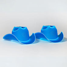 Blue LED cowgirl hat with lights perfect for luxury event planning high end parties and western costume fashion celebrations