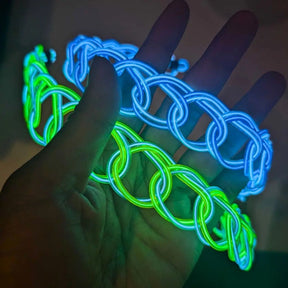 Multicolor LED Chokers - Y2K Party Accessories - Green and Blue Light Up Necklaces - Water-Resistant Rave Jewelry for Festivals, Dance Parties, Corporate Glow Event Party Favors