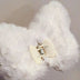 White fuzzy butterfly hair clip showing soft texture - Light-colored plush hair accessory option for bridal styles, winter wonderland themes, angelic costumes, and everyday kawaii fashion