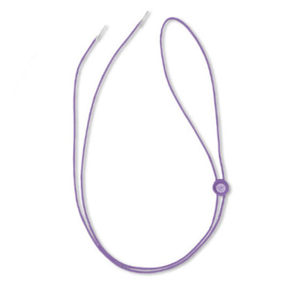 Purple elastic festival hat chin strap with adjustable sliding bead for custom fit with Neon Cowboys light up accessories