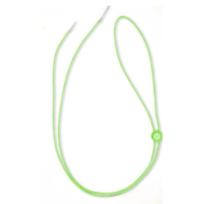 Green elastic chin strap for light up cowboy hats showing full 40-inch length for secure fit during concert dancing