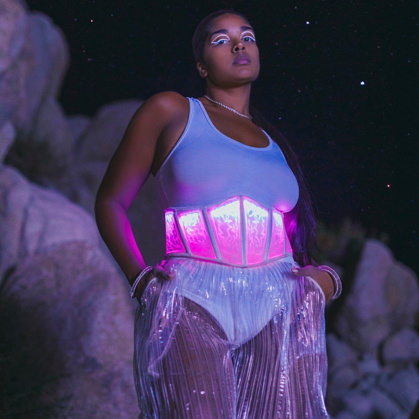 Clear Pleated Pants - Neon Cowboys - couture - 
