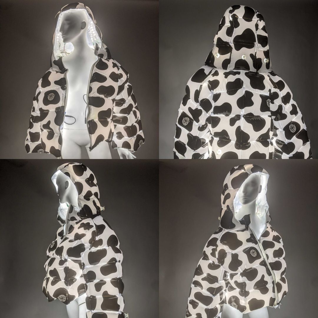 Cow print puffer jacket outlet