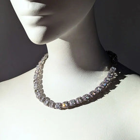 Cubic Zirconia LED Necklace in Off Mode - Elegant Crystal Jewelry - 18-inch Light Up Necklace Design for Formal and Party Wear