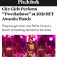 Pitchfork article about City Girls' Twerkulator performance at 2021 BET Awards highlighting custom light up belt buckles as signature performance accessories