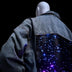 LED Denim Jacket Side View - Galaxy Light Up Panel on Jean Jacket - Festival Outfit with Color Changing Lights - Star Space Cowgirl Levis Denim Cool