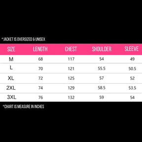Galaxy Denim Jacket Size Chart - Measurement Guide for LED Light Up Jacket - Sizing Information for Men and Women