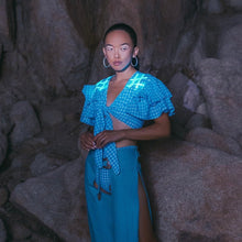 Gingham Tie Front Top - Neon Cowboys - couture -