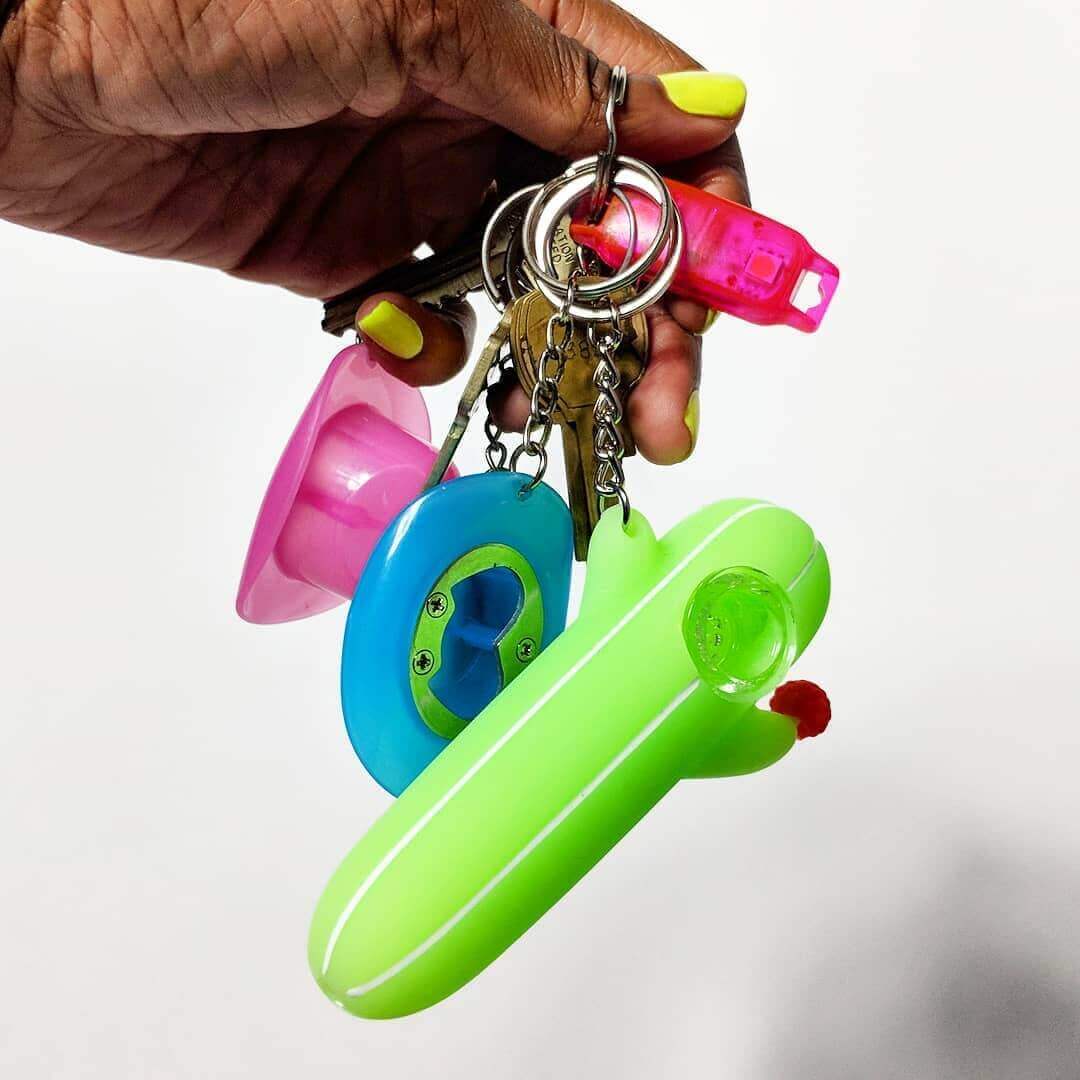 Glow - in - the - Dark Bottle Opener Keychain - Neon Cowboys - Keychains - GBO - CLEARGLITTER
