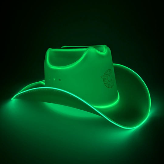 Green Light Up LED Cowboy Hat Patrick's Day, Festival Rave