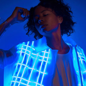 LED 2 - in - 1 Plaid Trench Coat - Neon Cowboys - couture - 