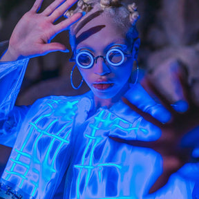 LED 2 - in - 1 Plaid Trench Coat - Neon Cowboys - couture - 