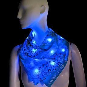 Blue Light up LED Cowboy Bandanas  - Glowing Cowgirl Western Accessories for Beyonce Cowboy Carter Tour - Music Festival Fashion Set and Halloween