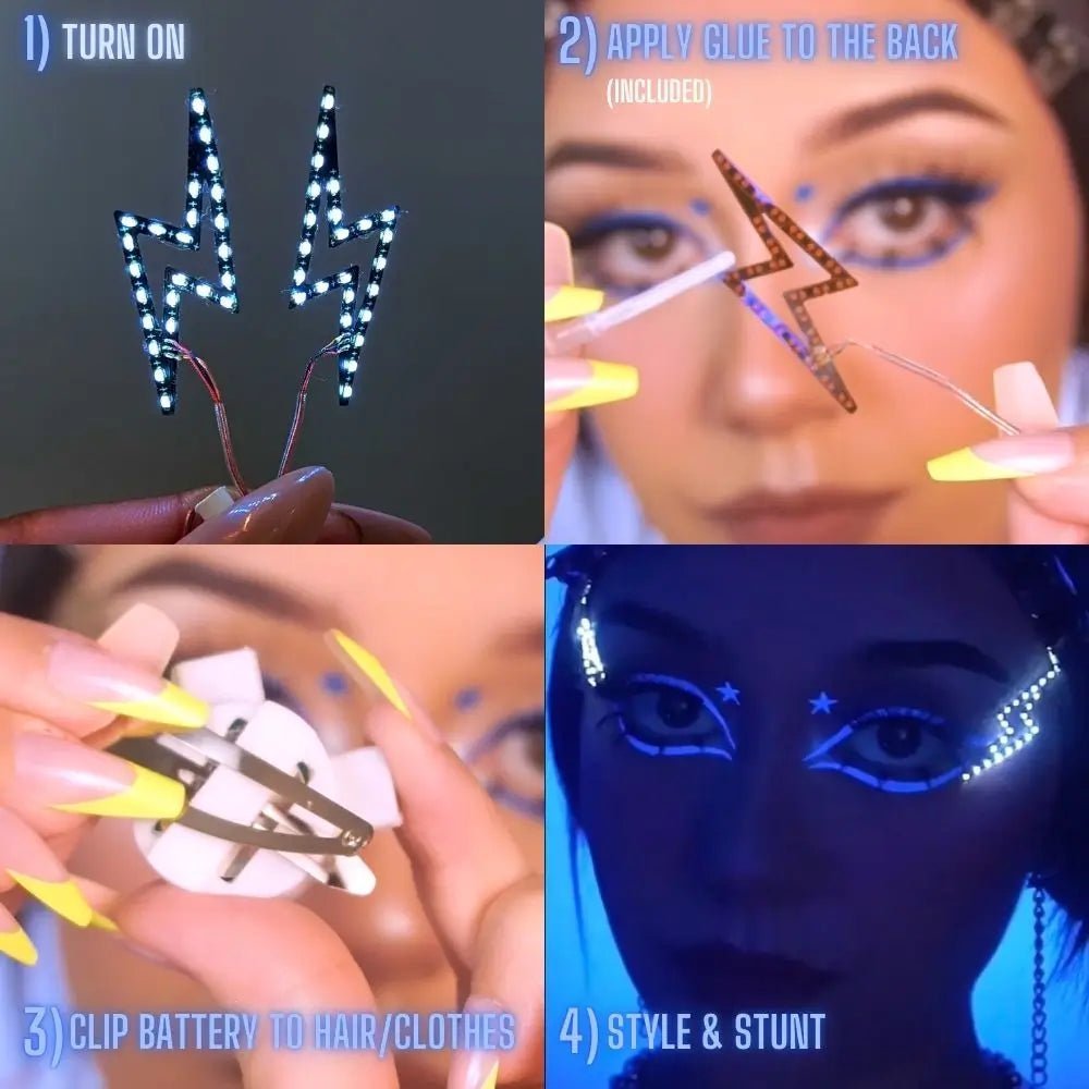 LED Face Stickers [1 Set] - Neon Cowboys - Makeup - FJSTARS