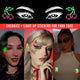 Cherry LED face stickers promotional display - Red fruit-shaped illuminated facial jewelry for summer festivals, retro-themed parties, fruity fashion events, and cherry blossom celebrations