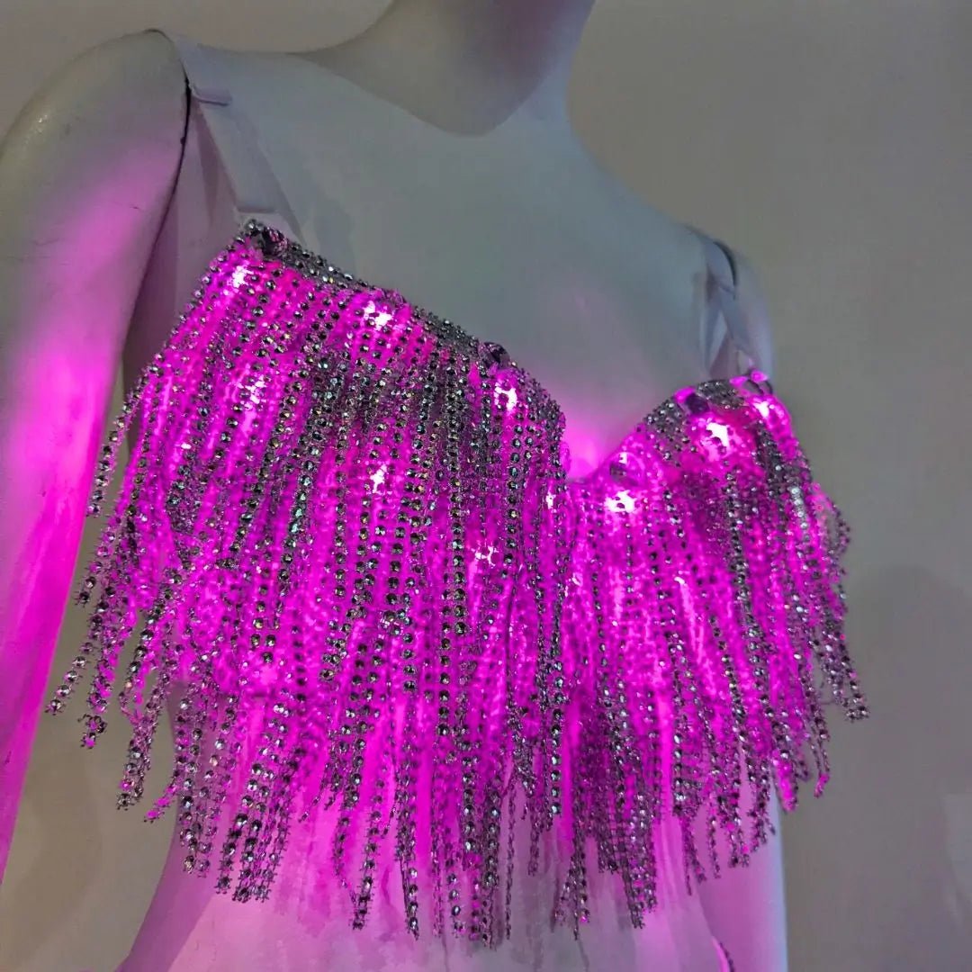 LED Fringe Bra & Bottoms Set - Neon Cowboys - 