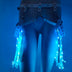 Blue LED Fringe Garter Belt on woman's legs - Illuminated thigh accessory for EDM concerts, theatrical performances and burlesque shows
