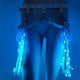 Blue LED Fringe Garter Belt on woman's legs - Illuminated thigh accessory for EDM concerts, theatrical performances and burlesque shows