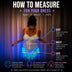 LED Fringe Sequin Dress by Neon Cowboys, a how to measure guide showing bust, waist and hip measuring points, this led fringe sequin dress, led dress and light up dress with a led bodysuit base is space cowgirl and showgirl, go-go dancer and drag stagewear for raves, EDM concerts, festivals and bachelorette parties, Neon Cowboys