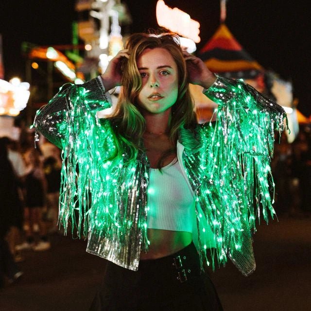 Led Sequins Light Up LED Fringe Sequin Jacket Parties | Concert Tour
