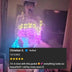Customer review with LED sequin fringe jacket in indoor setting - Verified buyer testimonial showing real-world application of illuminated sequin apparel for nightlife and special occasions