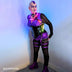 LED Harness by Neon Cowboys, a bright glowing light up harness worn on stage, this neon led harness for men is bold go-go dancer, burlesque performer, drag and rave performer stagewear for festivals, EDM concerts, Pride and club nights, Neon Cowboys