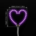 LED Heart Face Sticker size chart showing 3.5 cm / 1.38 in width and height, glowing purple heart LED face jewelry and light-up makeup dimensions for festivals, raves and Valentine looks, Neon Cowboys