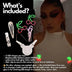 What's included with LED cherry pasties: two light-up cherry LED shapes, a replaceable CR2032 battery pack, skin-safe latex-free lash glue, and a hair clip to secure the wires