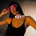 Light up LED white pearl sphere ball necklace with pink party sunglasses - glowing beaded rave accessories for festivals, concerts, EDM events, and nightlife parties
