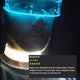 Glowing blue WANTED light up LED choker on person's neck at dark nightclub party costume accessory that adds unique festival style to any concert outfit for women attending themed events