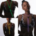 Collage of person wearing green light up bolo tie showing versatile styling options for both casual and formal western inspired cowgirl outfits