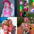 Collage of space cowgirl themed light up fringe bralette styling ideas perfect for Halloween costume parties including pink cowboy hat neon setting festival coordination and outdoor event outfits with cosmic western accessories