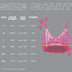 Size chart for light up fringe bralette showing measurement details and fit guide for custom western festival fashion