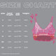 Size chart for light up fringe bralette showing measurement details and fit guide for custom western festival fashion
