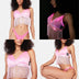 Collection of white light up fringe bralette product photos showing front and side views of glowing western festival top with fringe detail