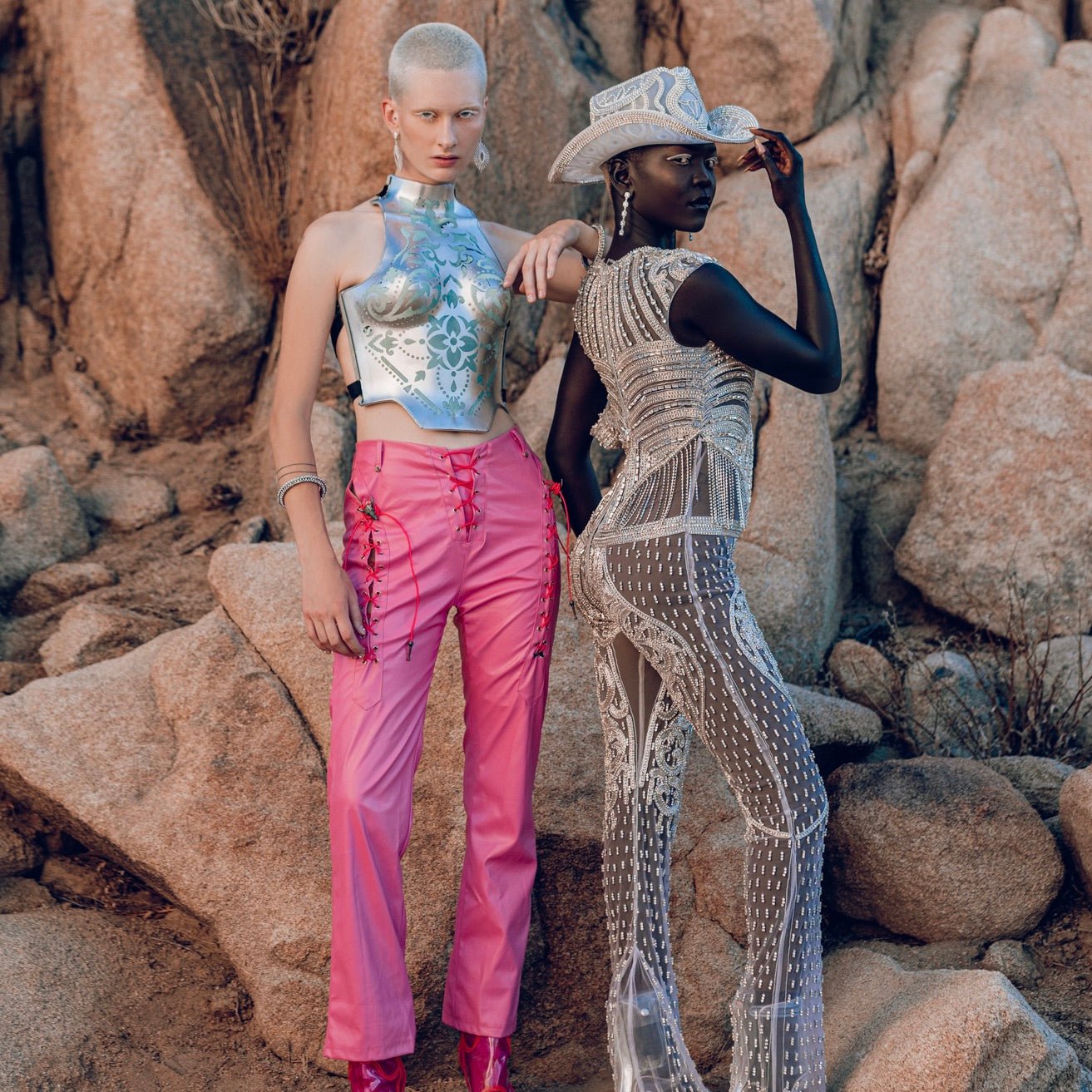 Light Up Grommet Pants - Neon Cowboys - couture - 