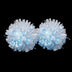 White light-up LED pom poms glowing — metallic white streamers with cool-white LEDs for cheer & dance teams