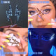 Lightning bolt LED face stickers in white and blue colors for festival and EDM makeup looks - viral tiktok videos for concert makeup