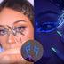 Lightning bolt LED face stickers with light up gems for Ultra Music Festival, Concerts and Raves