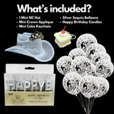 Birthday Bash Bundle Contents - Neon Cowgirl Theme Party Supplies with Balloons and Candles - Complete Western Birthday Set for College Birthday Girl Celebrations