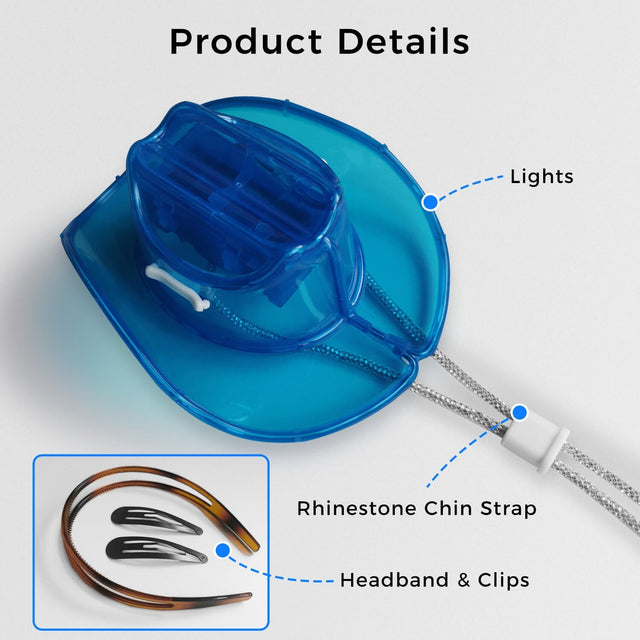 Product features highlighting mini neon cowboys hat durability for desert festivals camping trips and outdoor adventure parties