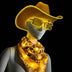 Neon Cowboy Bundle, mannequin in a yellow glowing LED light up cowboy hat, bandana and sunglasses on black, a yellow neon cowboy hat, glow bandana and party sunglasses party set for raves, music festivals, bachelorette and western costume parties, Neon Cowboys