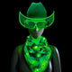 Green ligt up LED neon cowboy hat 3-pack bundle perfect for cyberpunk costumes futuristic parties and sci-fi themed events matching LED bandana and el wire sunglasses for matching cowgirl halloween outfit