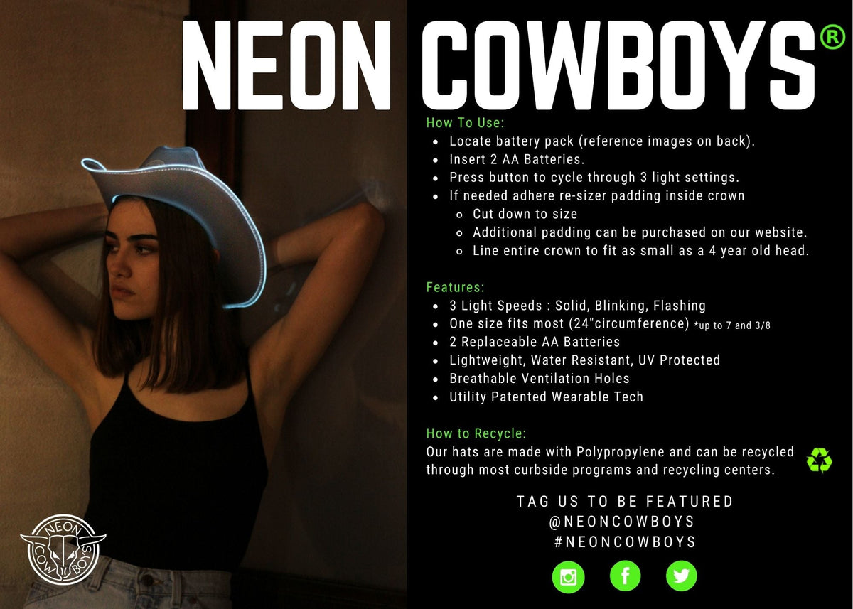 Neon Cowboys® Hat (Clear Plastic + Colored Lights) - Neon Cowboys - Hats - NCH - 2005PR