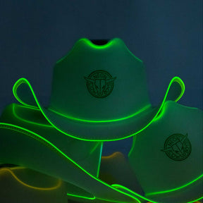 Neon Cowboys® Hat (Clear Plastic + Colored Lights) - Neon Cowboys - Hats - PrismGreen