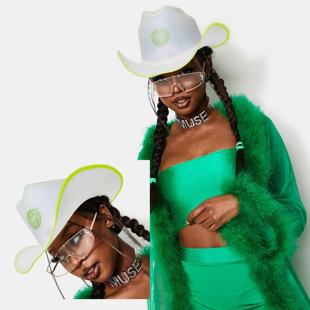 Neon Cowboys® Hat (Clear Plastic + Colored Lights) - Neon Cowboys - Hats - PrismGreen